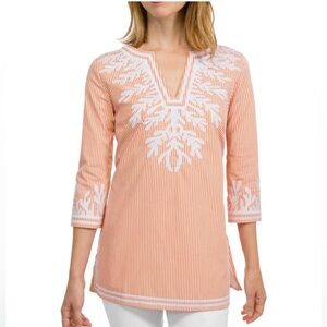 Gretchen Scott Designs Peach and White Tunic XS